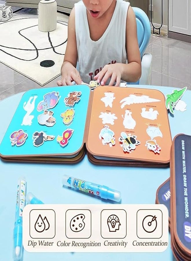 TEMSON Magical Water Painting Book, No-Mess Art Book Busy Book for Kid, Reusable Drawing Coloring Book with Portable Doodle (Cartoon) - Image 3